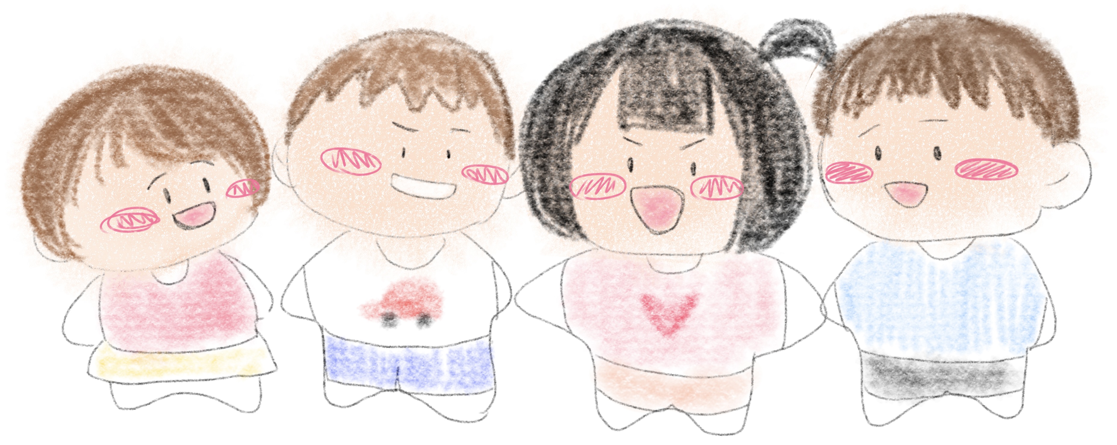 家族を描いた子どものイラスト